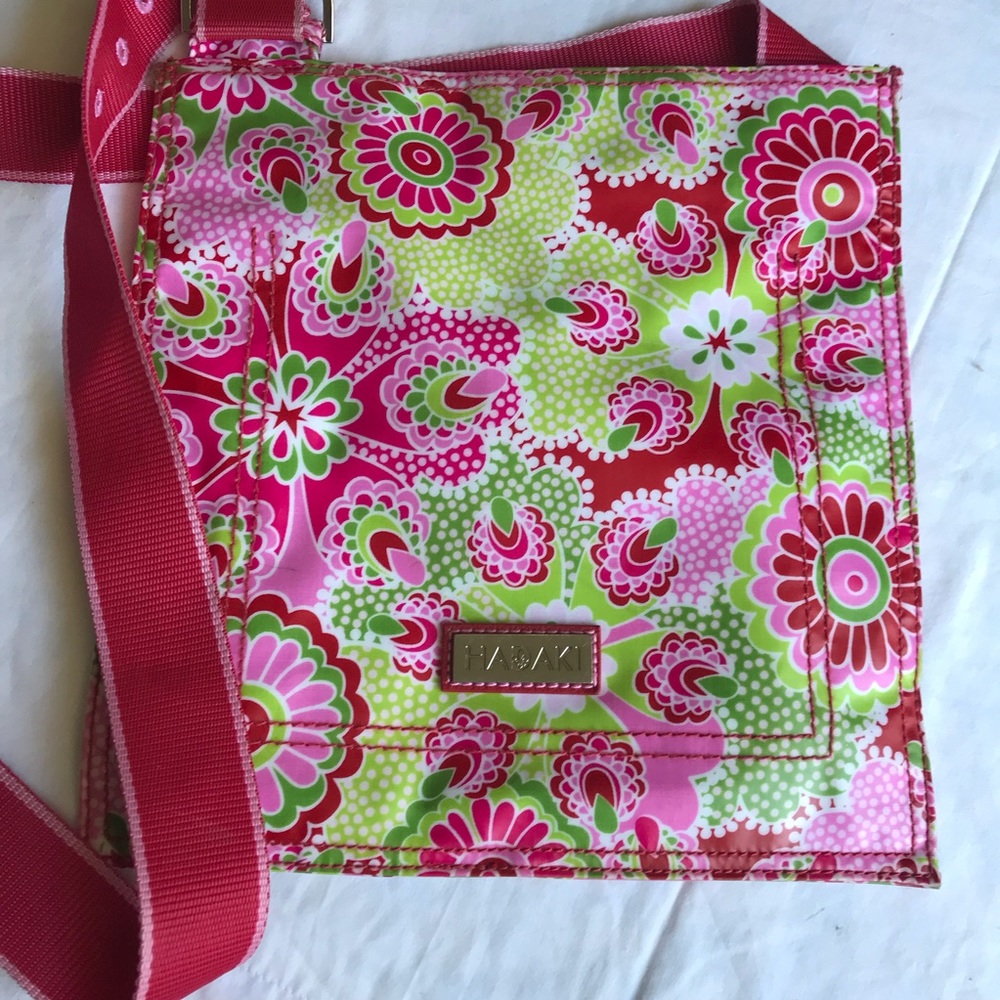 Pink Floral Crossbody Bag Purse Coated Boho Bright
